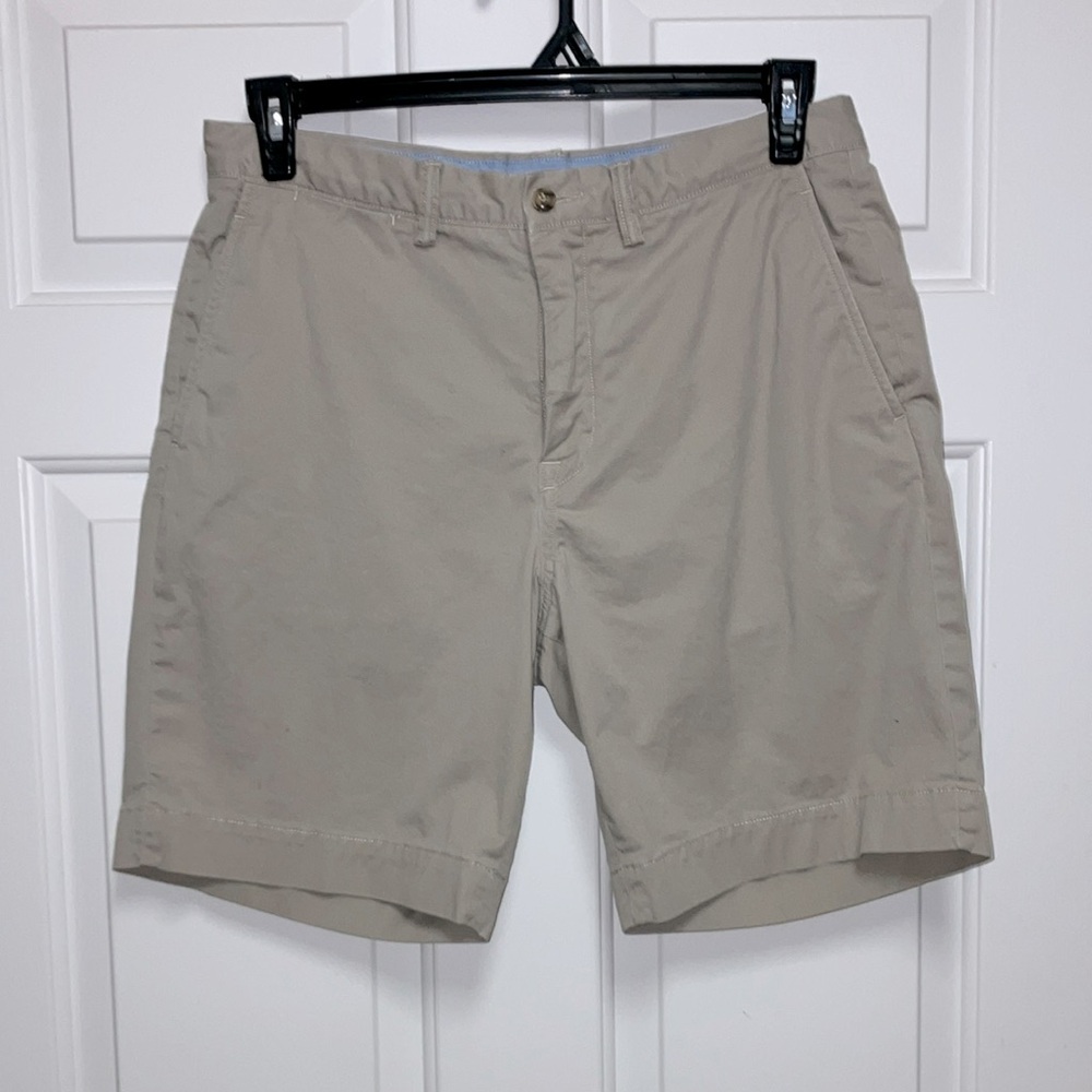 Ralph Lauren Polo Tan Flat Front Shorts Classic Style Size 33 Inseam 9”